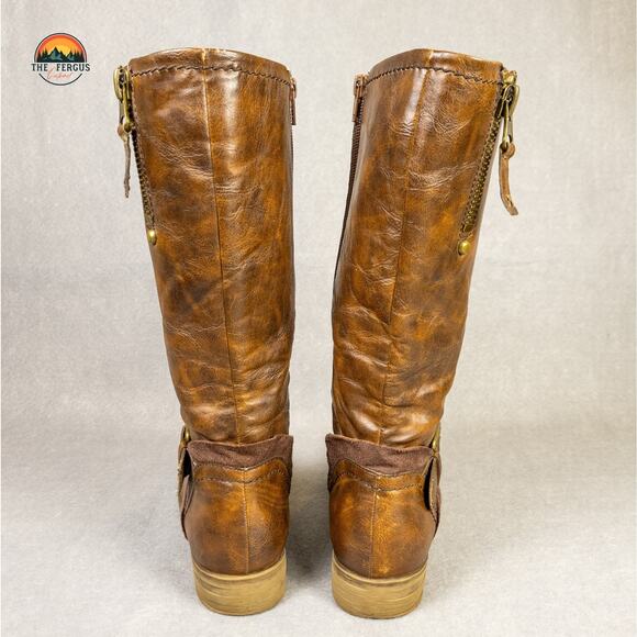 Naturalizer N5 Comfort Balada Womens Boots Brown Leather Buckle Riding Women 8M - Picture 5 of 15